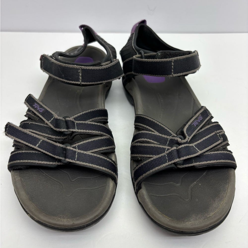 Teva Black Sandals with Purple Accents, SZ 8, box 34